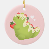 Aardbei Matcha Dinosaurus Keramisch Ornament (Achterkant)