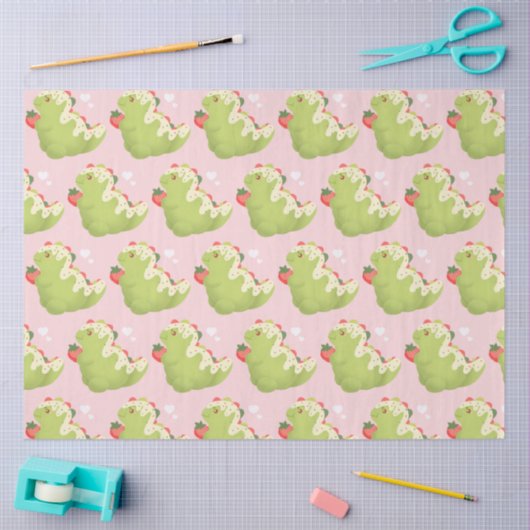 Aardbei Matcha Dinosaurus Tissuepapier (Craft)