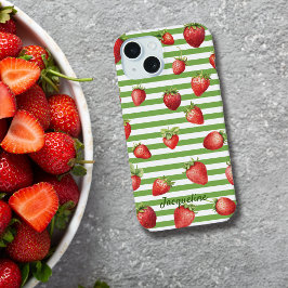 Aardbei Matcha Strepen Personaliseer Iphone Hoesje 15 Case