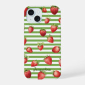 Aardbei Matcha Stripes Personaliseren iPhone Case iPhone 15 Case (Achterkant)
