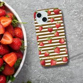 Aardbei Matcha Stripes Personaliseren iPhone Case iPhone 15 Case