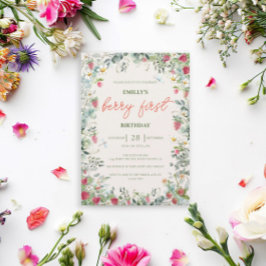 Aardbei Meisje Berry Eerste Verjaardag Kaart