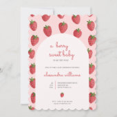 Aardbei Meisje Berry Zoet Baby shower Uitnodiging (Voorkant)