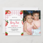 Aardbei Meisje Eerste Verjaardag| Bes Zweet Kaart (Voorkant)