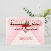 Aardbei Meisje Roze Verjaardag Foto Berry Much Bedankkaart (Staand voorkant)