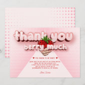 Aardbei Meisje Roze Verjaardag Foto Berry Much Bedankkaart (Voorkant / Achterkant)