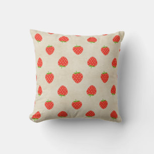Aardbei  Meisje Rustieke Aardbeien Print Kussen