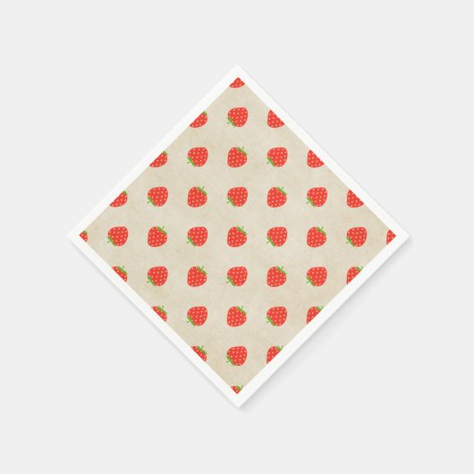 Aardbei  Meisje Rustieke Aardbeien Print Servet (Hoek)