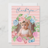 Aardbei Meisje Verjaardag Berry Veel Foto Dank u Bedankkaart (Voorkant)