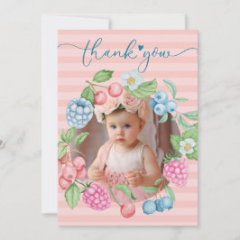 Aardbei Meisje Verjaardag Berry Veel Foto Dank u Bedankkaart
