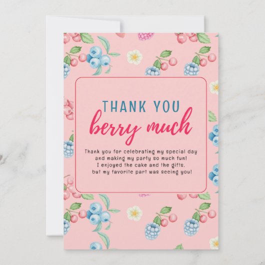 Aardbei Meisje Verjaardag Berry Veel Foto Dank u Bedankkaart (Achterkant)
