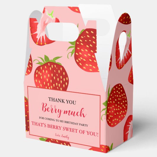 Aardbei Meisje Verjaardag Berry Zoet| Berry First Bedankdoosjes (Geopend)