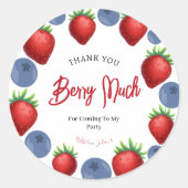 Aardbei Meisje Verjaardag Dank u Ronde Sticker (Voorkant)