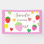 Aardbei Meisje Verjaardagsfeestbanner Spandoek (Horizontaal)