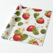 Aardbei Meisje Verjaardagsfeestje | Eerste bessen Cadeaupapier (Uitgerold)