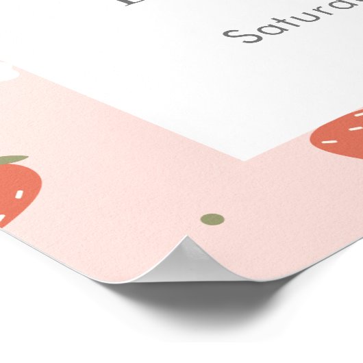 Aardbei Meisjes Eerste Verjaardag | Welkomstbord Poster (Hoek)