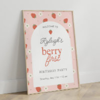 Aardbei Meisjes Eerste Verjaardag | Welkomstbord