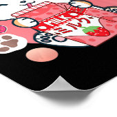 Aardbei melk Kat Kawaii Anime Neko Gift Girls T Poster (Hoek)