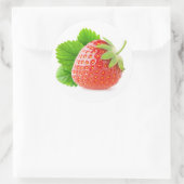 Aardbei met blad ronde sticker (Tas)