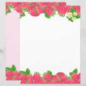Aardbei met bloemen briefpapier (Voorkant / Achterkant)