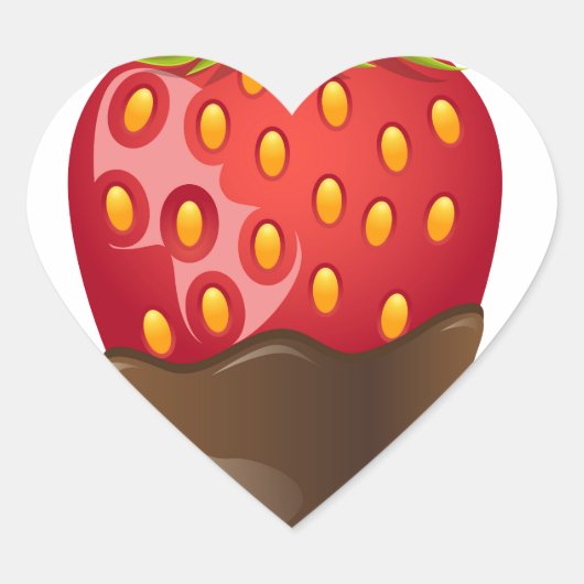 Aardbei met chocolade hart sticker (Voorkant)