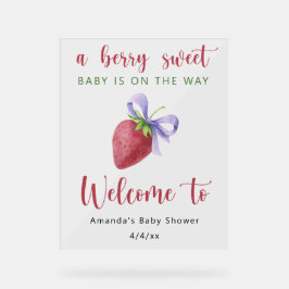 Aardbei met een boog baby shower acryl bord