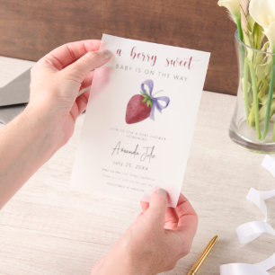 Aardbei met een boog Baby shower Vellum Uitnodigingen