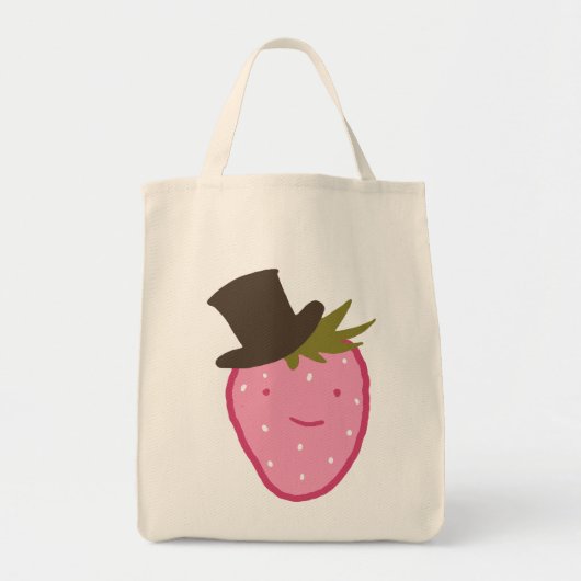 Aardbei met een hoge hoed tote bag (Voorkant)