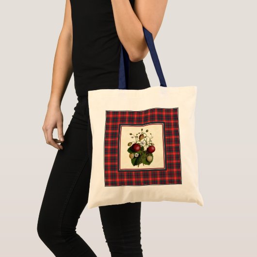  aardbei met Fraser Tartan Canvas tas (Voorkant (product))