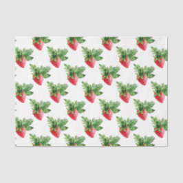 Aardbei met groen leder tissuepapier