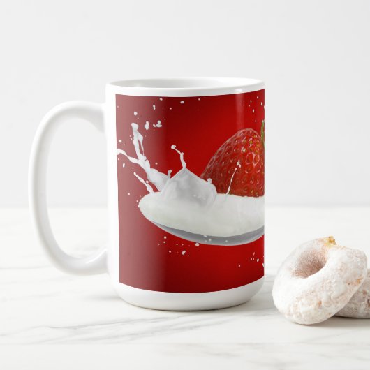 Aardbei met melkplons koffiemok (Met donut)