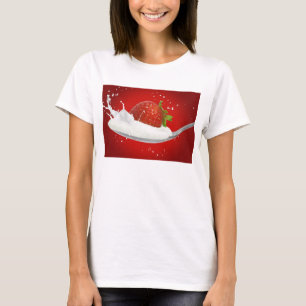 Aardbei met melkplons t-shirt