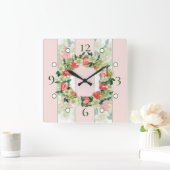 Aardbei met strips van acrylwand vierkante klok (Huis)