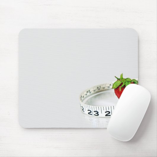 Aardbei met tapemeting muismat (Met muis)
