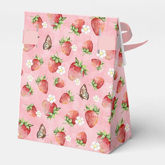 Aardbei met vlinder bedankdoosjes (Achterkant)
