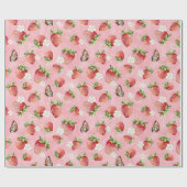 Aardbei met vlinder cadeaupapier (Vlak)