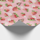 Aardbei met vlinder cadeaupapier (Hoek)