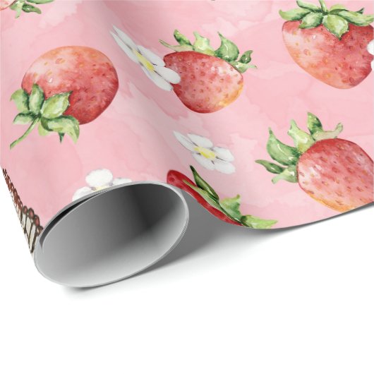 Aardbei met vlinder cadeaupapier (Rol Hoek)