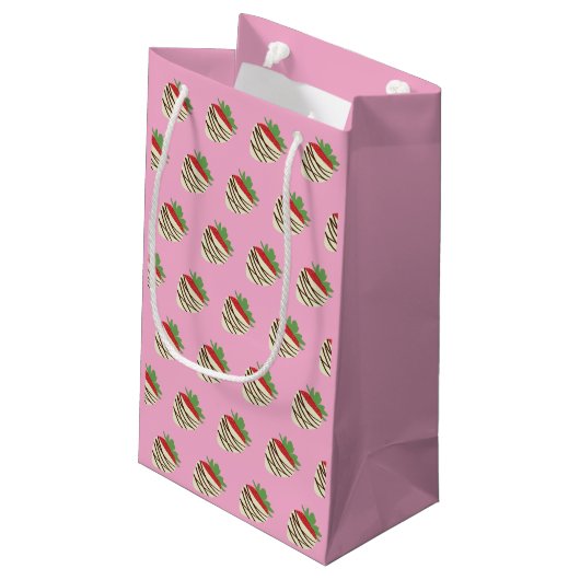 Aardbei met witte chocolade klein cadeauzakje (Achterkant Gekanteld)