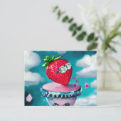 Aardbei met zonnebril briefkaart (Staand voorkant)