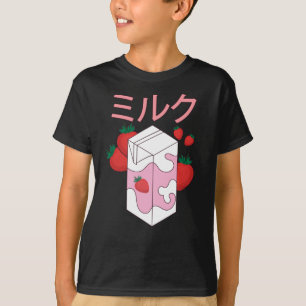 Aardbei Milk Anime Merch Japan Strawberries T-shirt