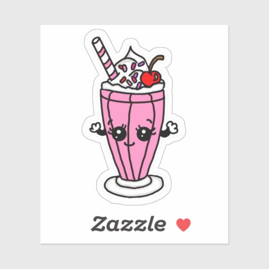 Aardbei Milkshake Cartoon Sticker (Vel)