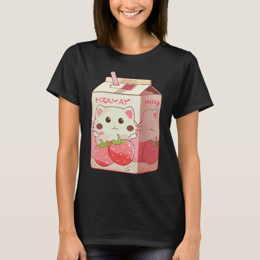 Aardbei Milkshake Kat 2 T-shirt (Voorkant)