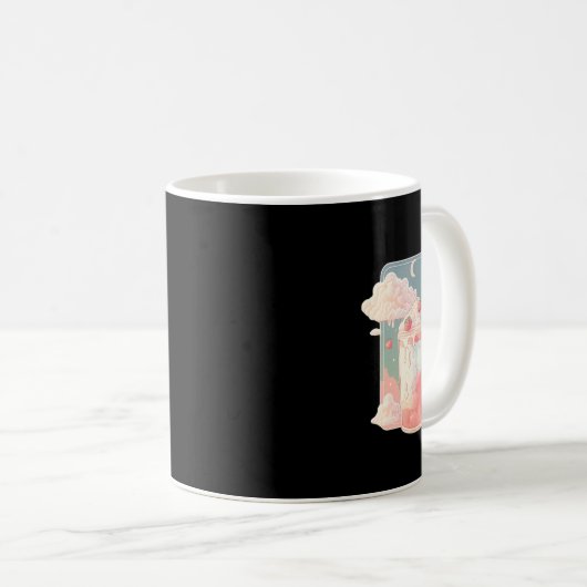 Aardbei Milkshake Kawaii Lofi Cute Pastel Koffiemok (Voorkant rechts)