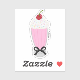 Aardbei milkshake met een boog sticker