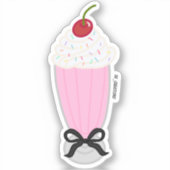 Aardbei milkshake met een boog sticker (Voorkant)