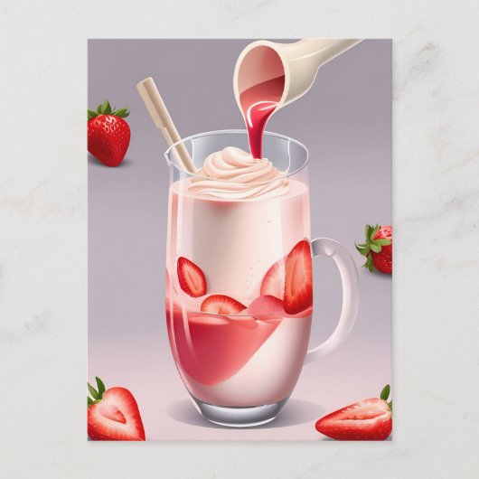 Aardbei Milkshake, Postcrossing Briefkaart (Voorkant)