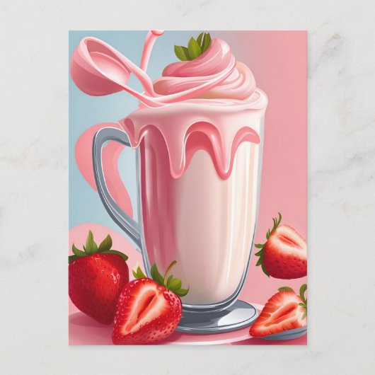 Aardbei Milkshake, Postcrossing Briefkaart (Voorkant)