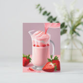 Aardbei Milkshake, Postcrossing Briefkaart (Staand voorkant)