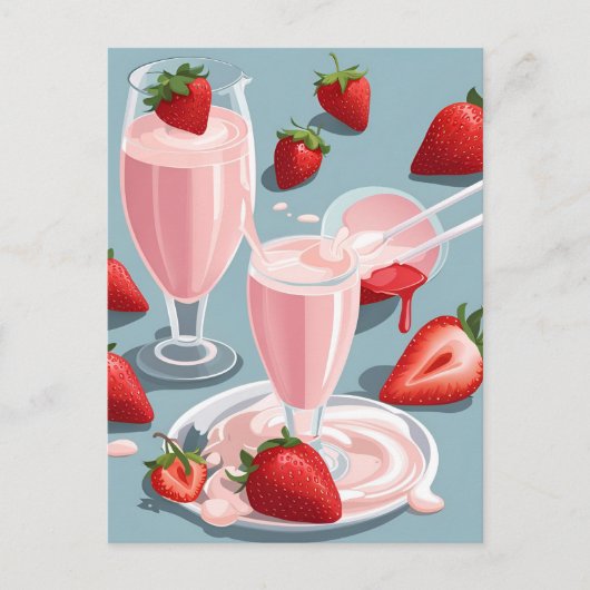 Aardbei Milkshake, Postcrossing Briefkaart (Voorkant)